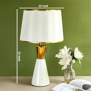 The White and Gold Plateau Decorative Ceramic & Stainless Steel Table Lamp