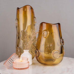 The Yellow Aqua Drop Handblown Glass Decorative Vase