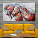 Horses in Paradise Hand painted Wall Painting (With Outer Floater Frame)