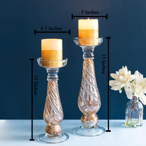 The Countryside Handblown Glass Candle Stand - Pair