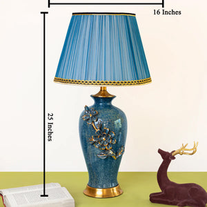 Vermont Sapphire Decorative Ceramic & Stainless Steel Table Lamp