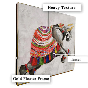 Ecstasy Elephant Hand painted Wall Painting (With Outer Floater Frame)