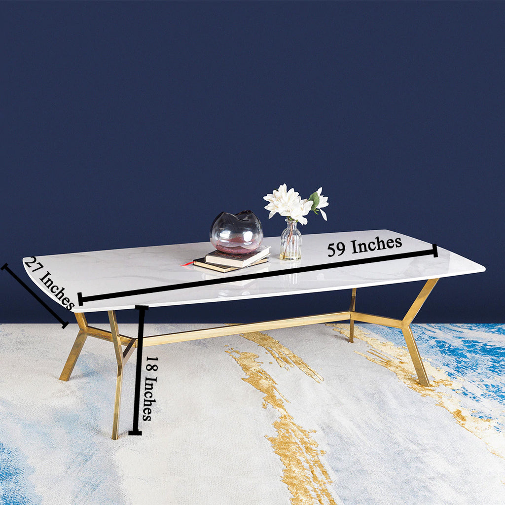 The Roman Rectangular Marble Coffee Table - GOLD