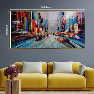 Streets of Manhattan Framed Crystal Glass Art Wall Painting