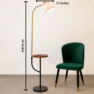 Boston Slim Arm Floor Lamp & Accent Table (With Rippled Shade)