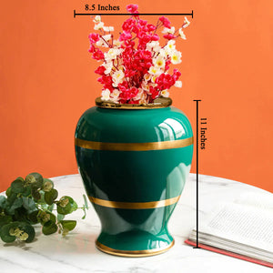 Emerald Sunburst Decorative Ceramic Vases - W/L
