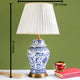 Valencia Antique Blue & White Ceramic & Stainless Steel Table Lamp