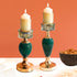 Victorian Hour Glass Shaped Ceramic Candle Stand Set of 2