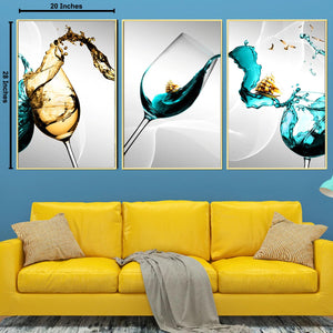 Colourful Vino splash Golden Framed Canvas Print