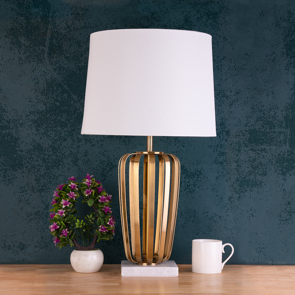 The Eclectic Marble Base Stainless Steel Decorative Table Lamps for Study