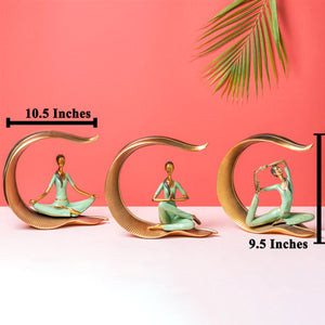 Yogis In Paradise Decorative Showpiece - Set of 3