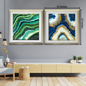 The Green & Blue Pearl River Shadow Box Wall Decoration Piece - Set of 2