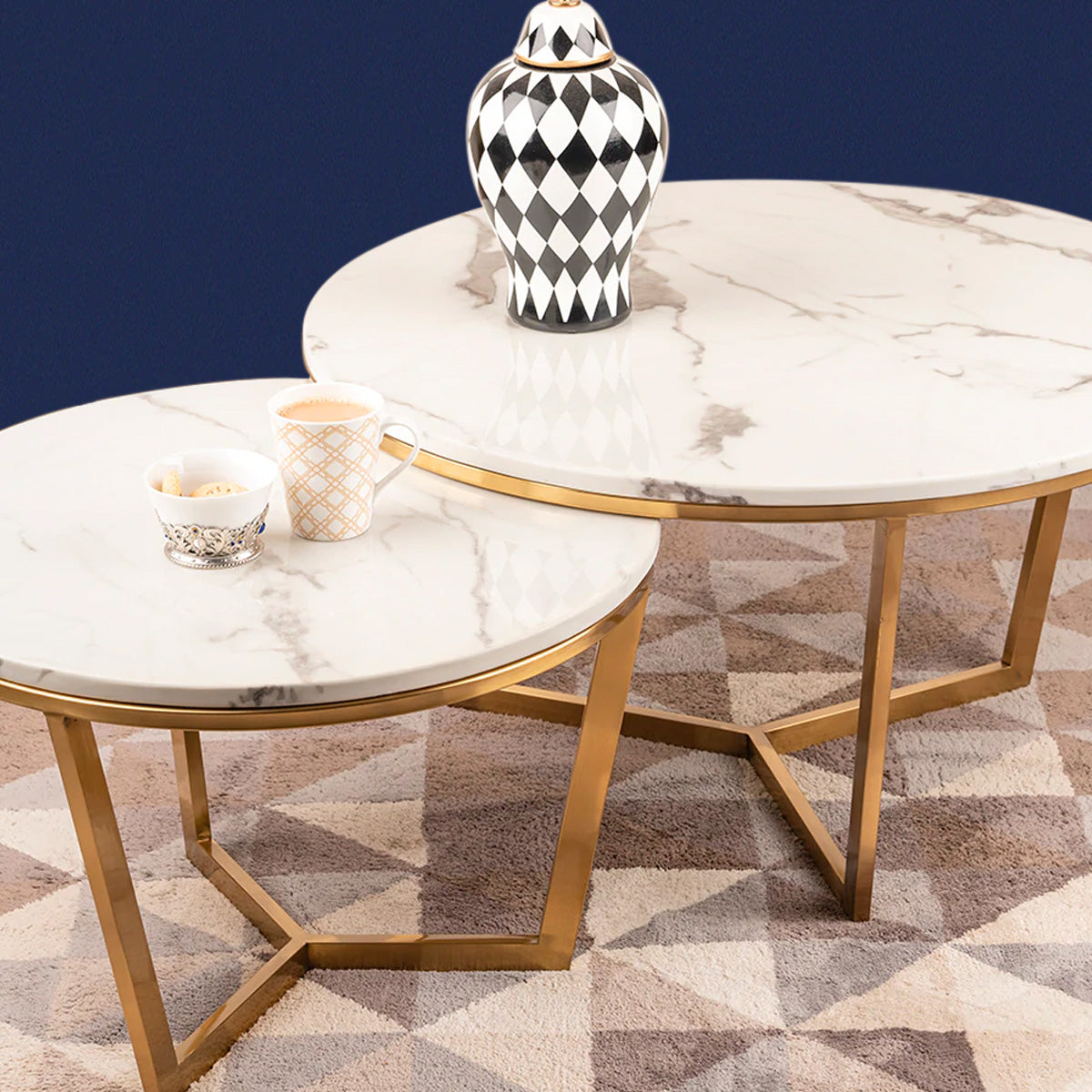 Three Legged Spider Coffee Table-White Marble Top | Dekor Company