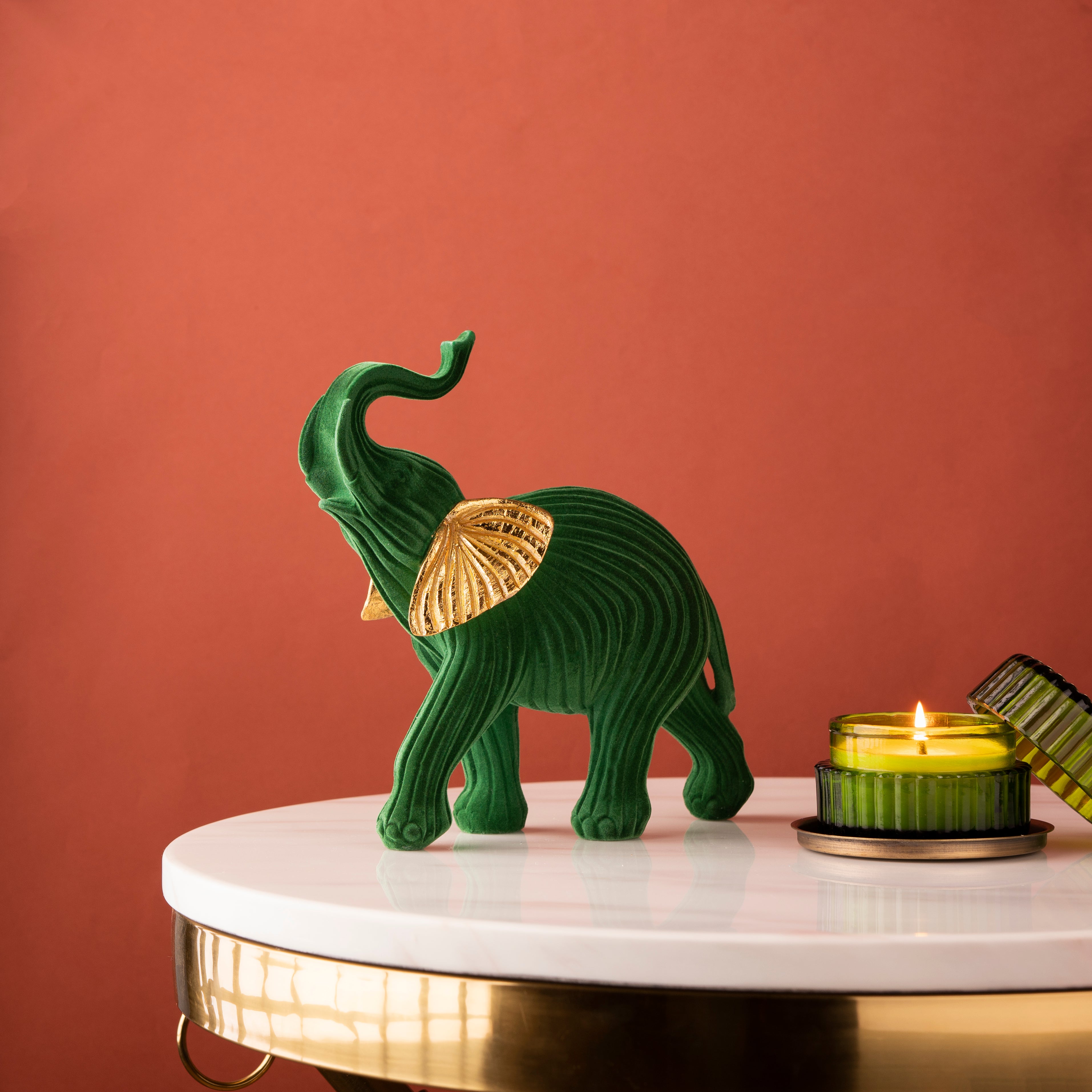 Buy Royal Velvet Elephant Table Decoration Showpiece-Small