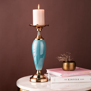 The Colonial Jade and Gold Decorative Candle Stand