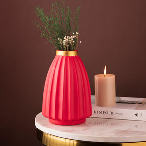The Red and Gold Ripple Ceramic Decorative Vase
