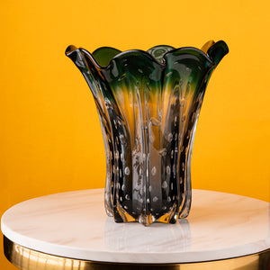 The Crystal Green Handblown Glass Decorative Vase