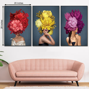 The Floral Ladies Multi colour Framed Canvas Print