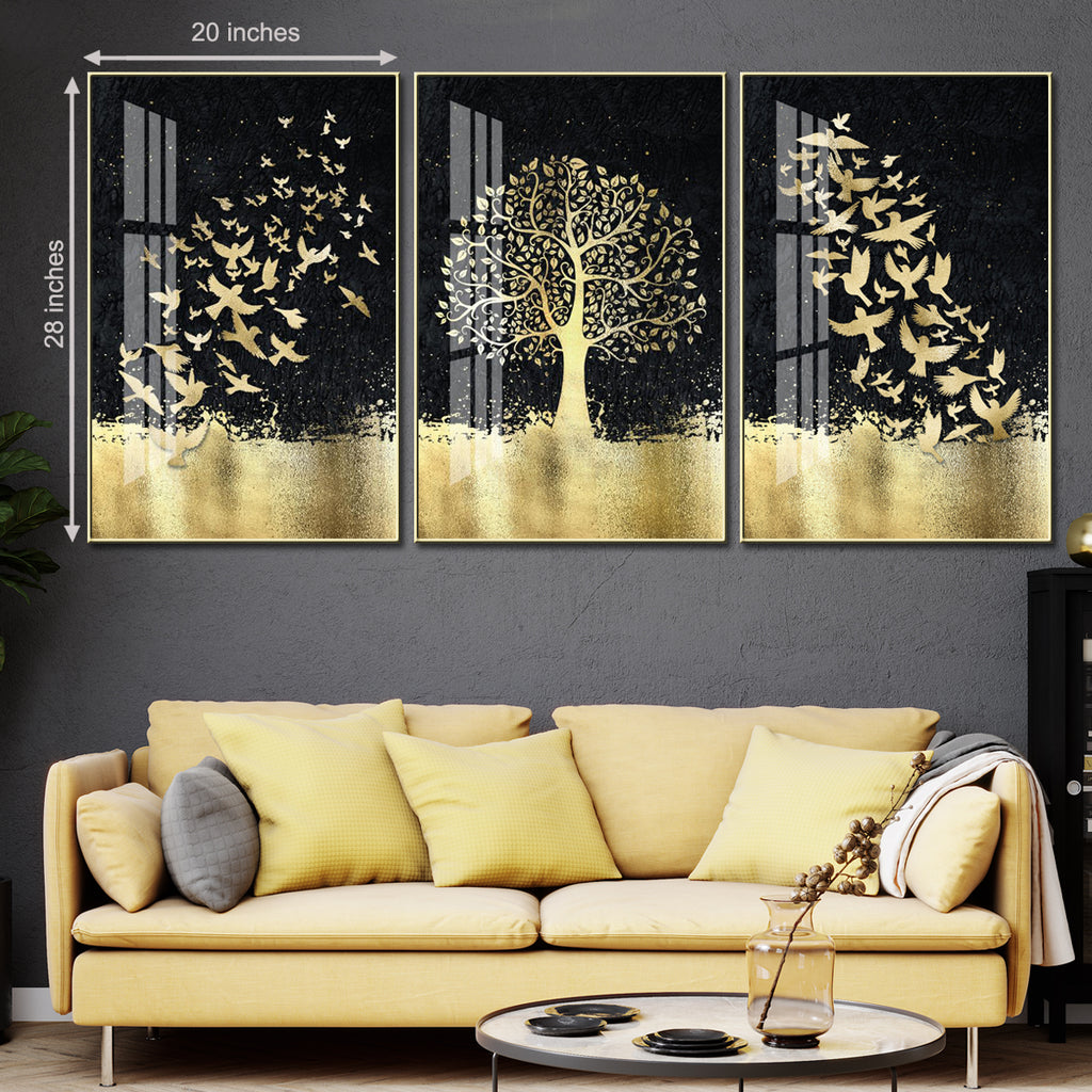 Nordic Golden Black Framed Canvas Wall Art