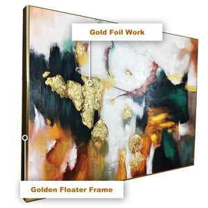 The Artistic Green & Gold Foil 100% Handpainted Wall Painting
