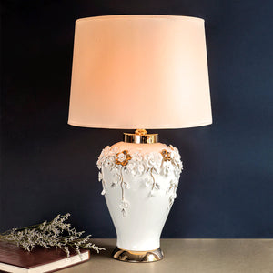 Ivory Floral Charm Decorative Ceramic Table Lamp