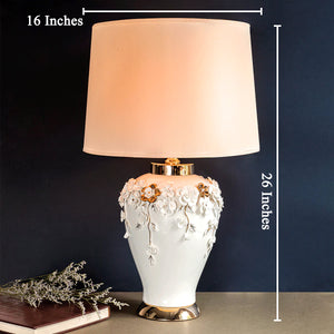Ivory Floral Charm Decorative Ceramic Table Lamp