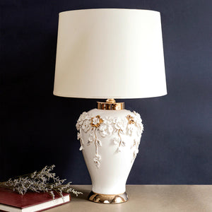 Ivory Floral Charm Decorative Ceramic Table Lamp