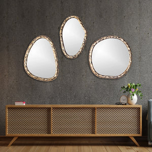 Dutch Antique Brass Finish Decorative Mirror - Set of 3