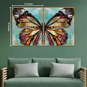 Butterfly Bliss Framed Canvas Print - Set Of 2