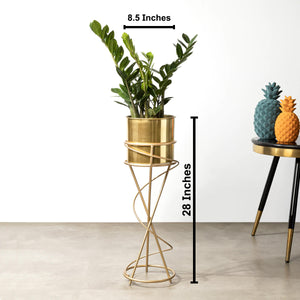 On-Trend Abstract Gold Planter - Modern Metal Planter - Small