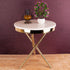 The Golden Ribbed Criss Cross Accent Side Table (Stainless Steel)