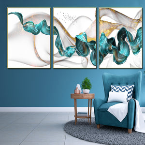 Luxe of Fluid 3 Panel framed canvas print