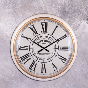 The Vintage French Cafe Decorative Wall Clock - White